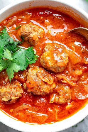 Cabbage Turkey Meatballs Soup