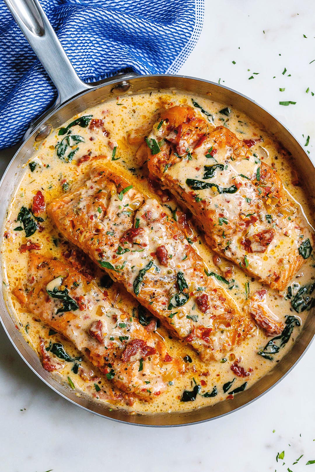 Creamy Garlic Tuscan Salmon Recipe 3 - #recipe by #eatwell101®