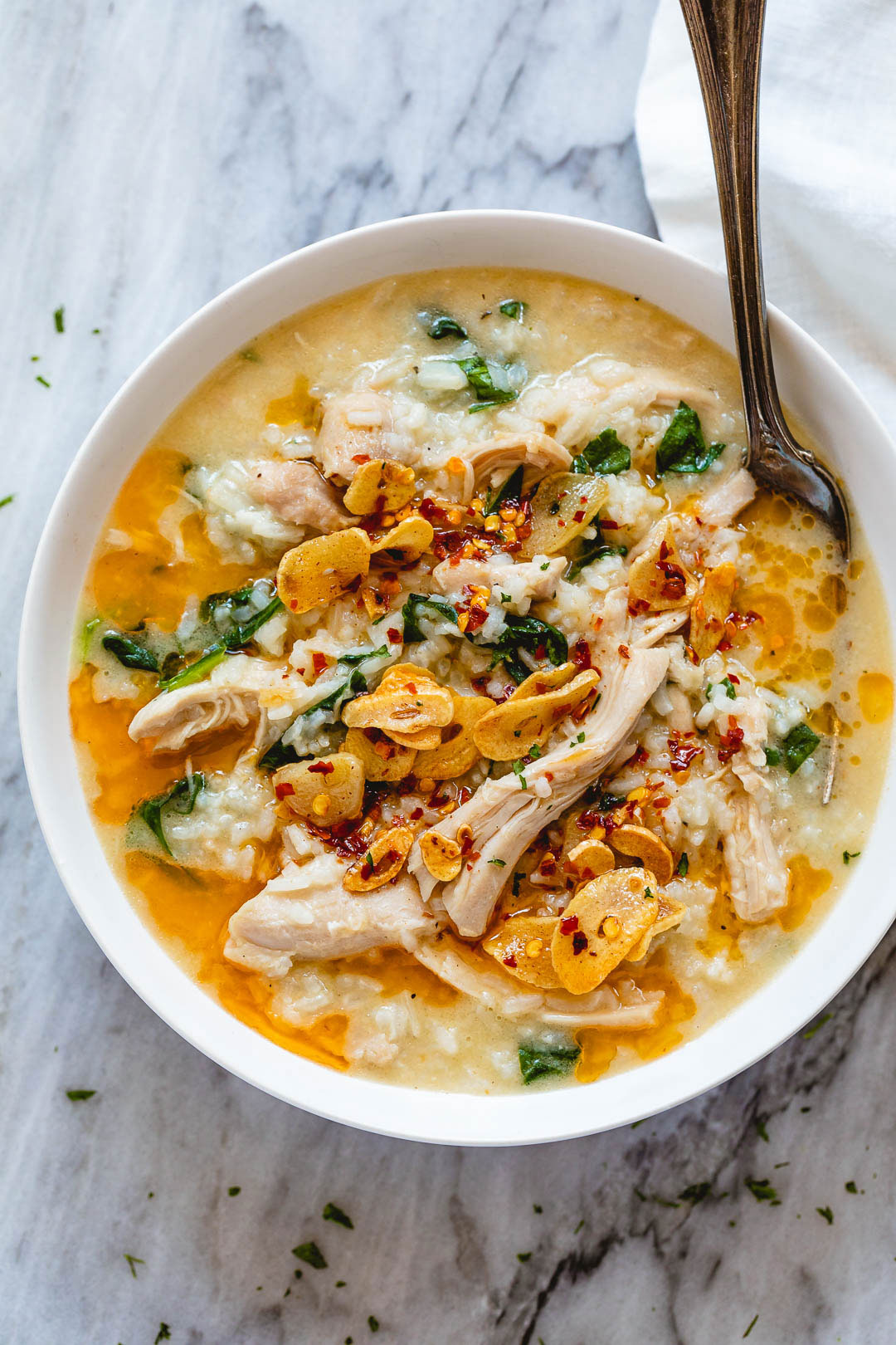 Garlic Chicken Rice Soup with Spinach and Parmesan 5
