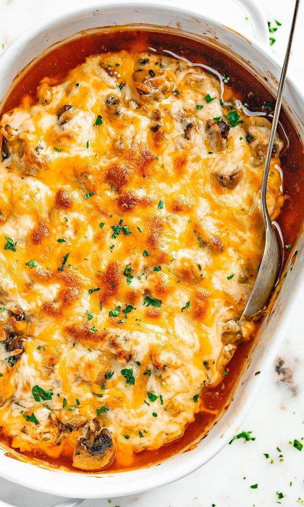 Garlic Mushrooms Chicken Casserole with Parmesan