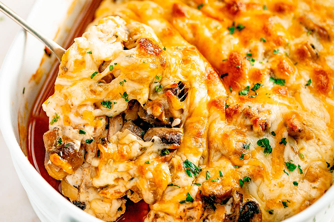 Garlic Mushrooms Chicken Casserole with Parmesan