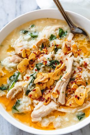 Instant Pot Garlic Parmesan Chicken Rice Soup