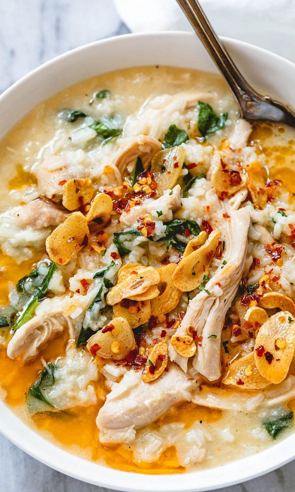 Instant Pot Garlic Parmesan Chicken Rice Soup