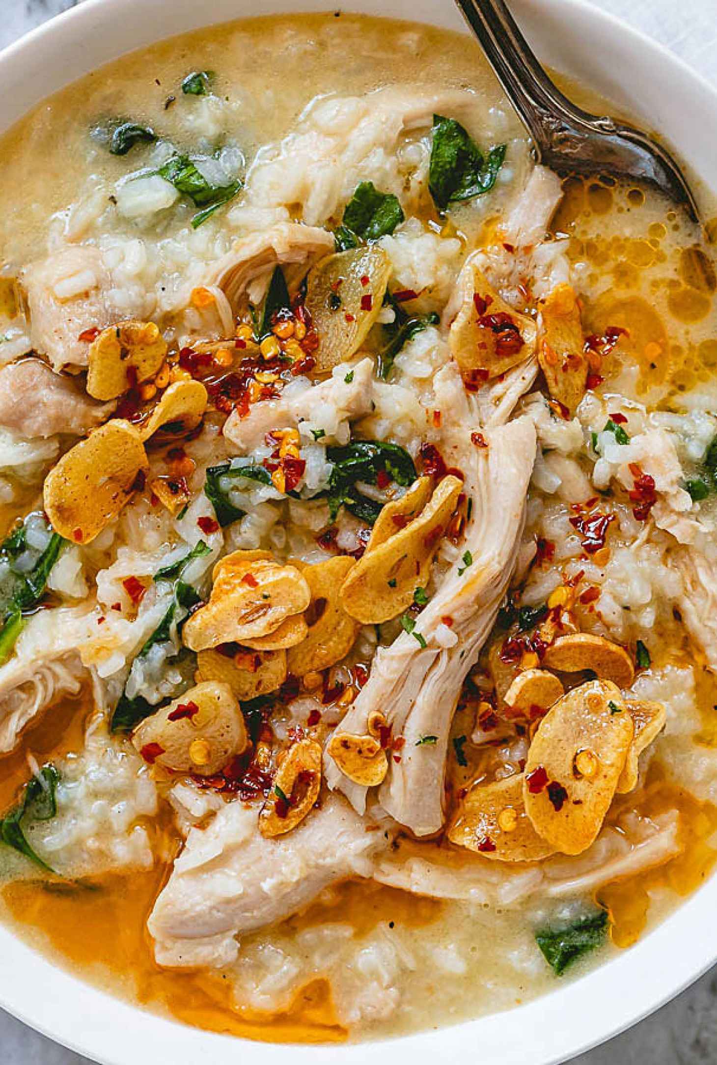 Instant Pot Garlic Parmesan Chicken Rice Soup - #recipe by #eatwell101 - https://www.eatwell101.com/garlic-chicken-rice-soup-recipe