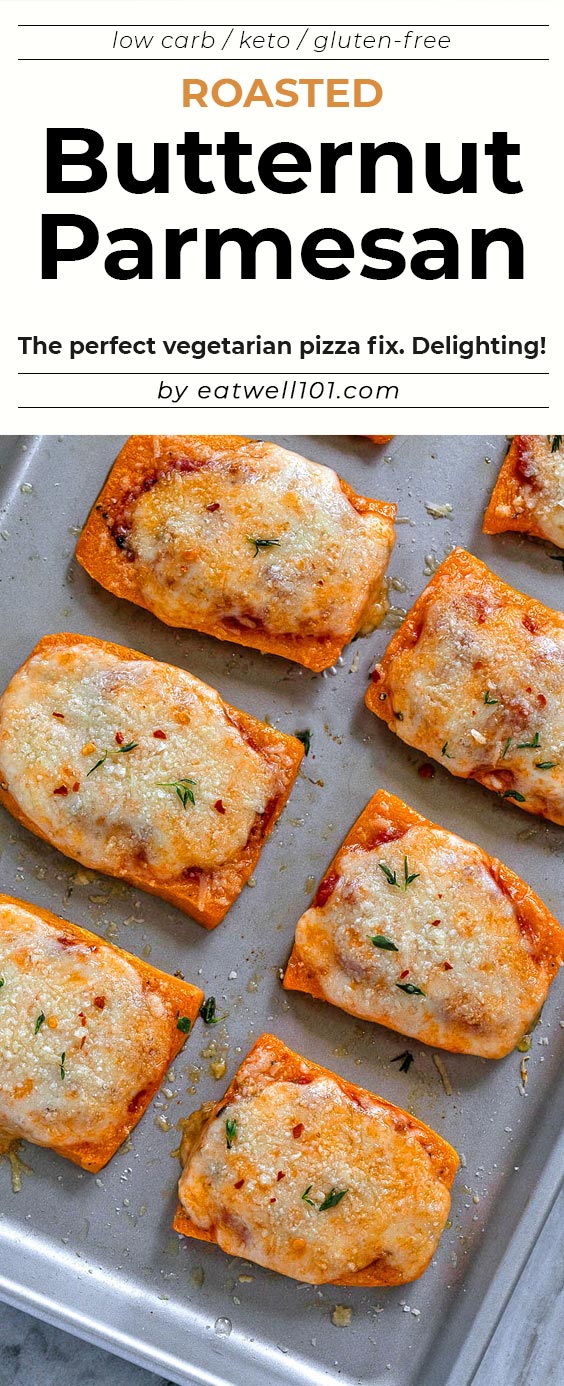 Roasted butternut parmesan - #butternut #recipe #eatwell101 - These crisp-tender butternut pizza bites are so easy to make and over-the-top delicious.