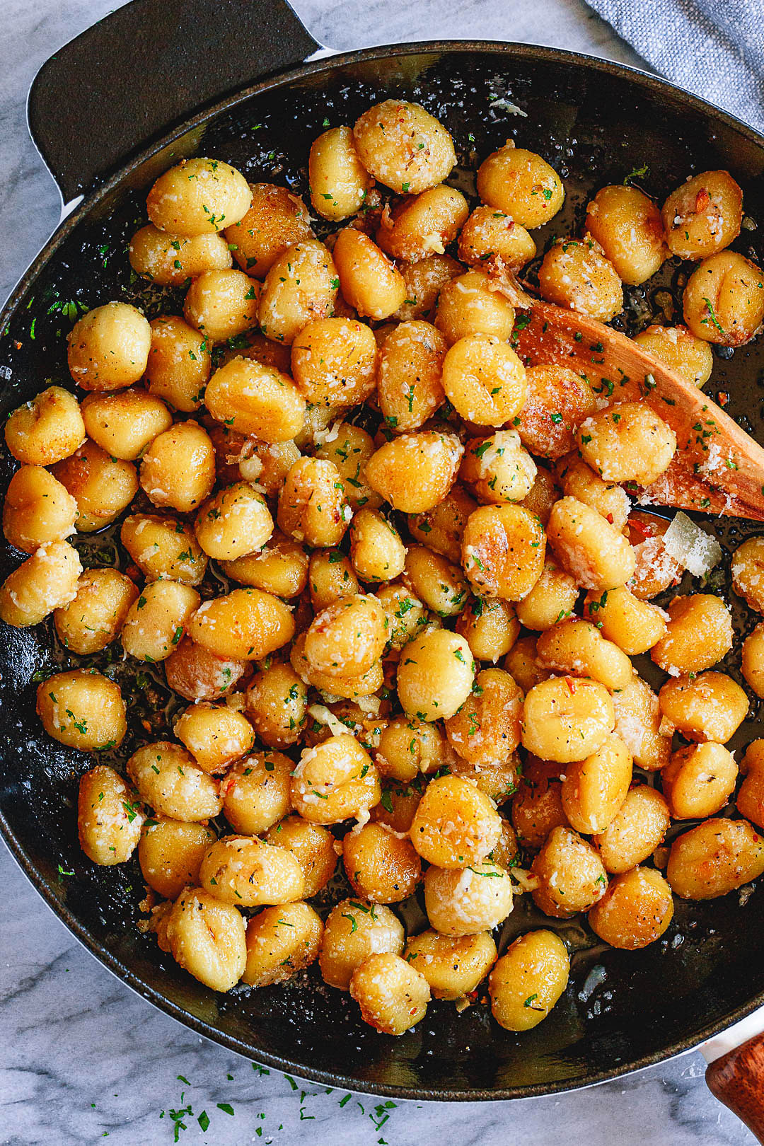 Fried Butter Gnocchi with Garlic &amp; Parmesan Recipe — Eatwell101