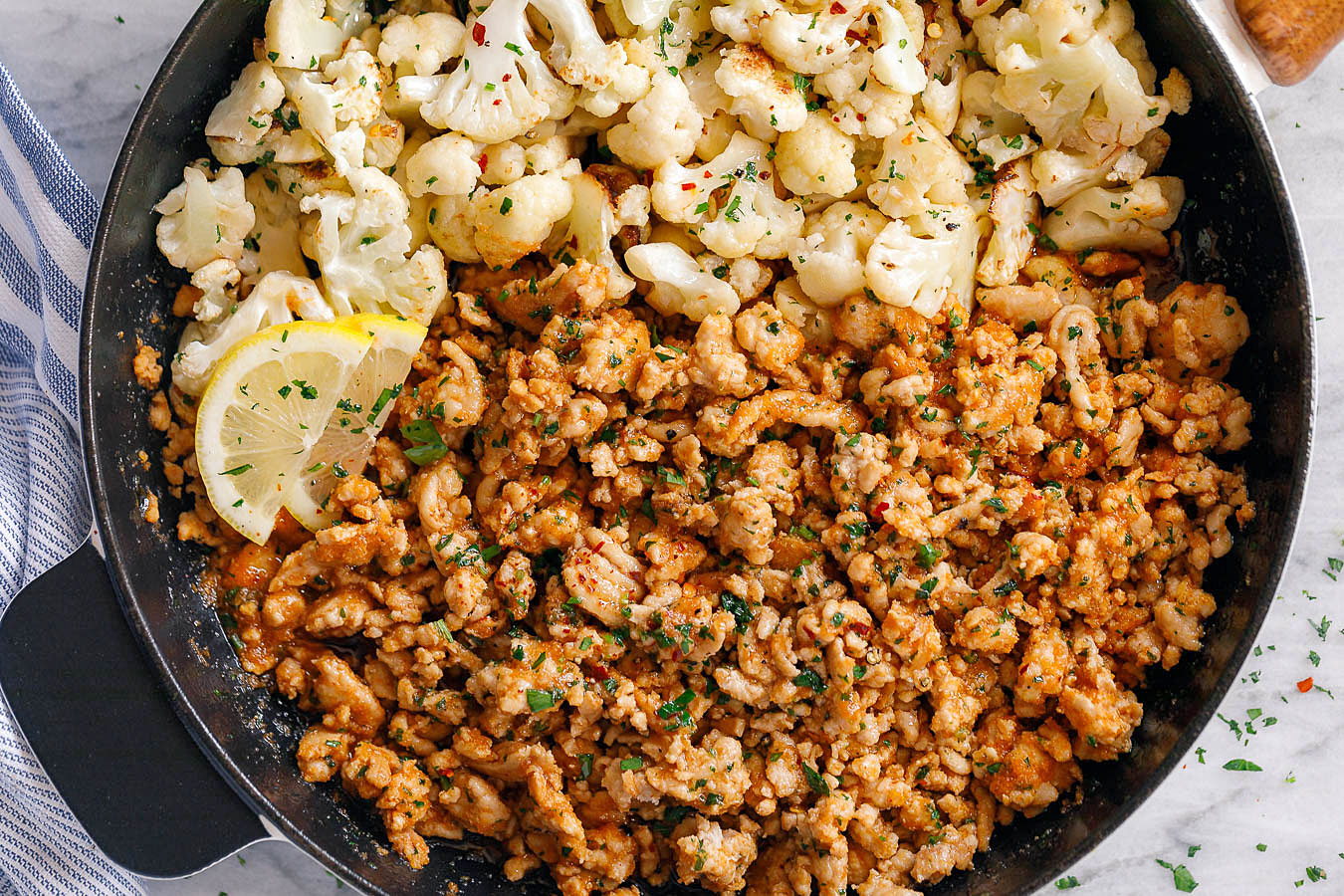 Garlic Butter Ground Turkey with Cauliflower Skillet