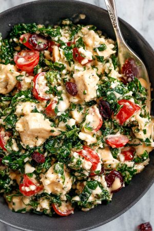 Healthy Kale Chicken Salad with Honey Chipotle Sauce