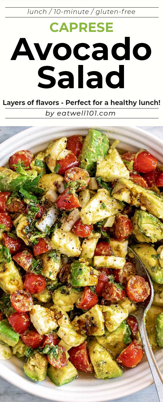 Caprese avocado salad - #avocado #salad #recipe #eatwell101 - This Caprese avocado salad boasts layers of flavors and is the perfect fix for a light lunch or healthy dinner.