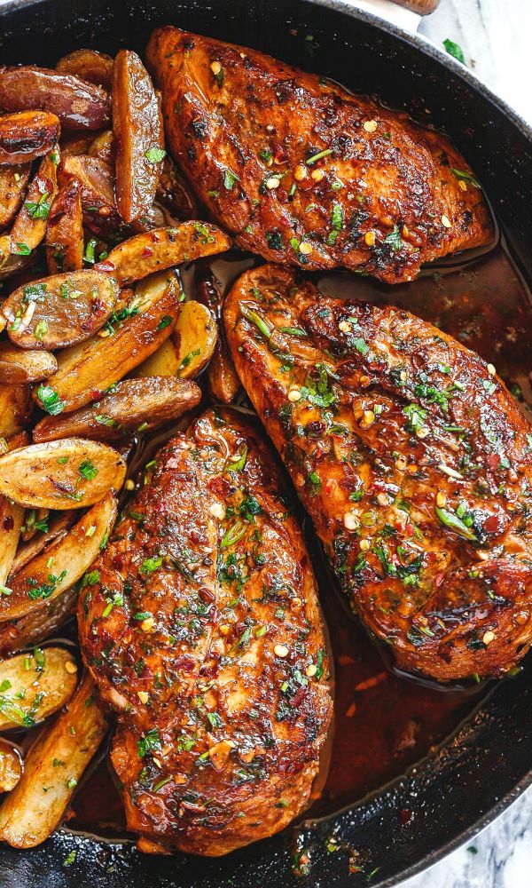 Garlic Butter Chicken and Potato Skillet