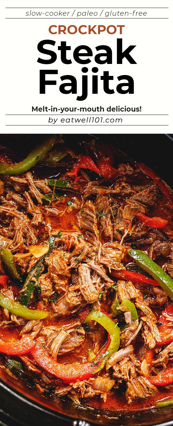 Crock-Pot Steak Fajita - #slowcooker #steak #beef #recipe #eatwell101 - Melt-in-your-mouth delicious! This slow cooker steak fajita is perfect to come home to a warm meal after a day at work.