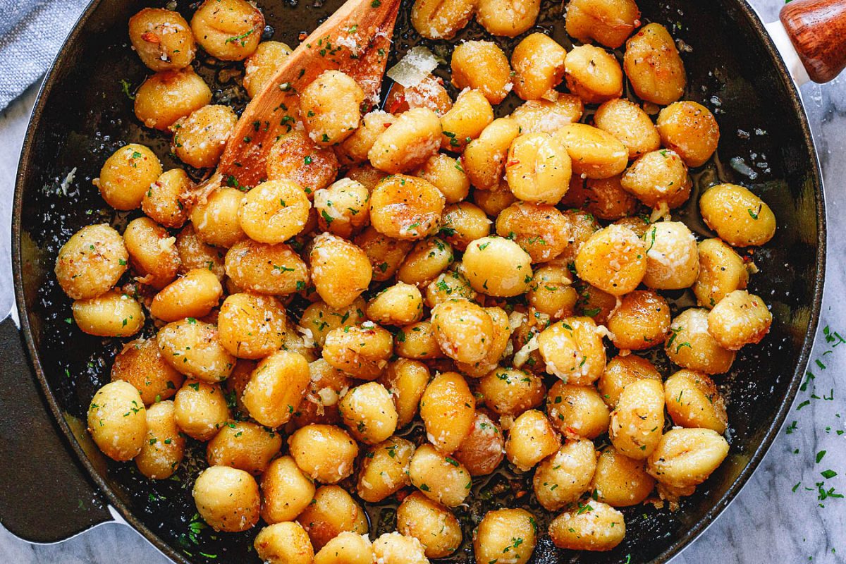 Fried Butter Gnocchi with Garlic & Parmesan