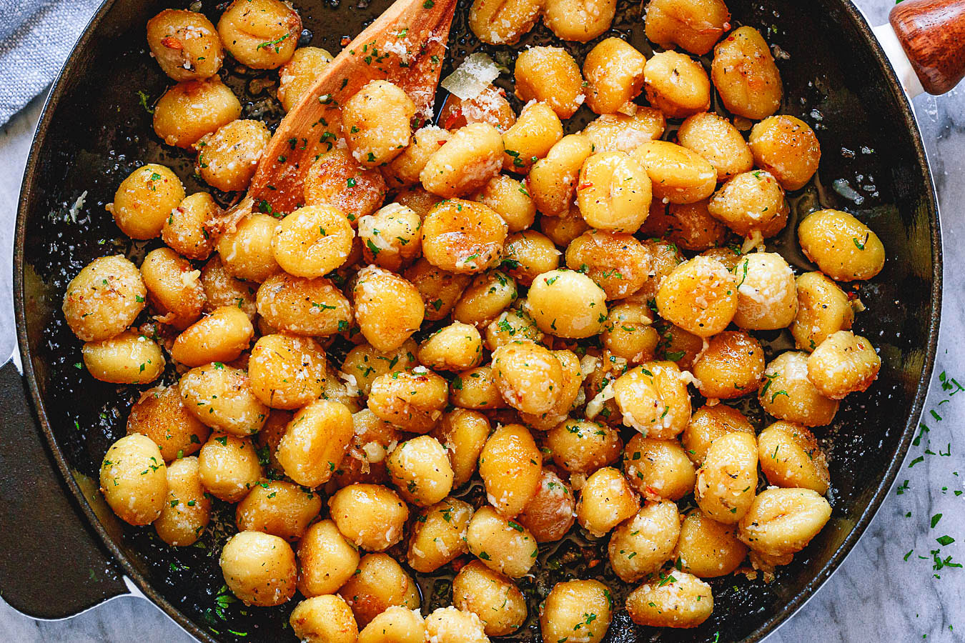 Fried Butter Gnocchi with Garlic & Parmesan