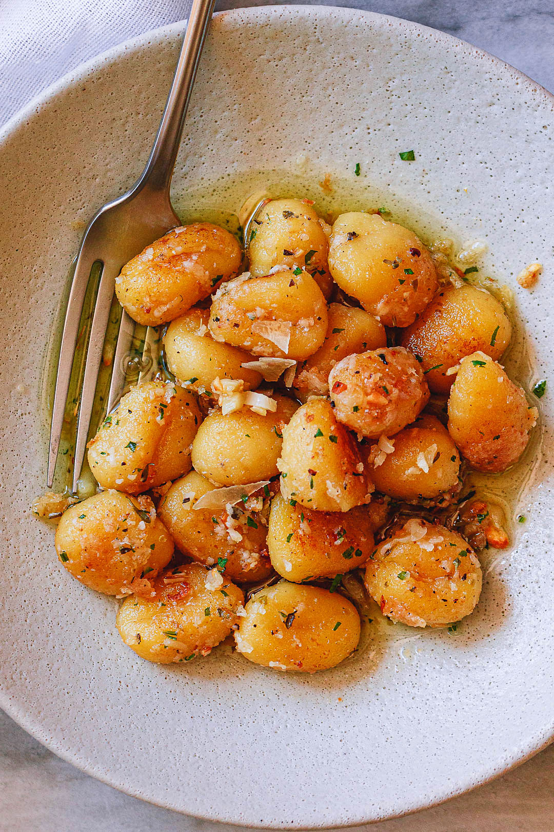 Fried Butter Gnocchi with Garlic &amp; Parmesan Recipe — Eatwell101