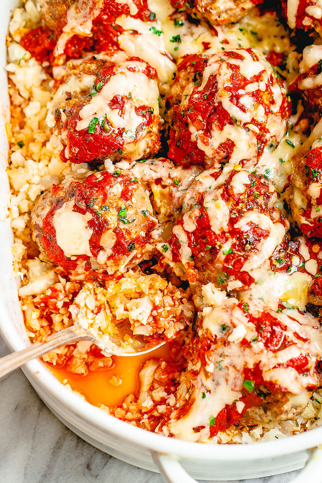 Cheesy Cauliflower Meatball Casserole recipe 4