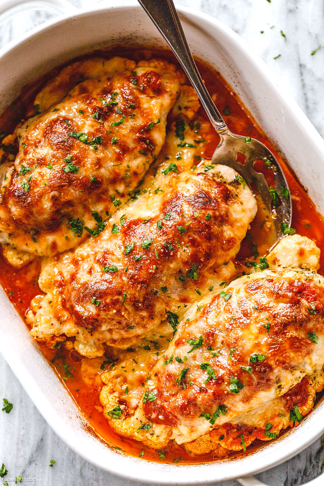 Parmesan Chicken Casserole Recipe with Cauliflower Steaks – Chicken ...