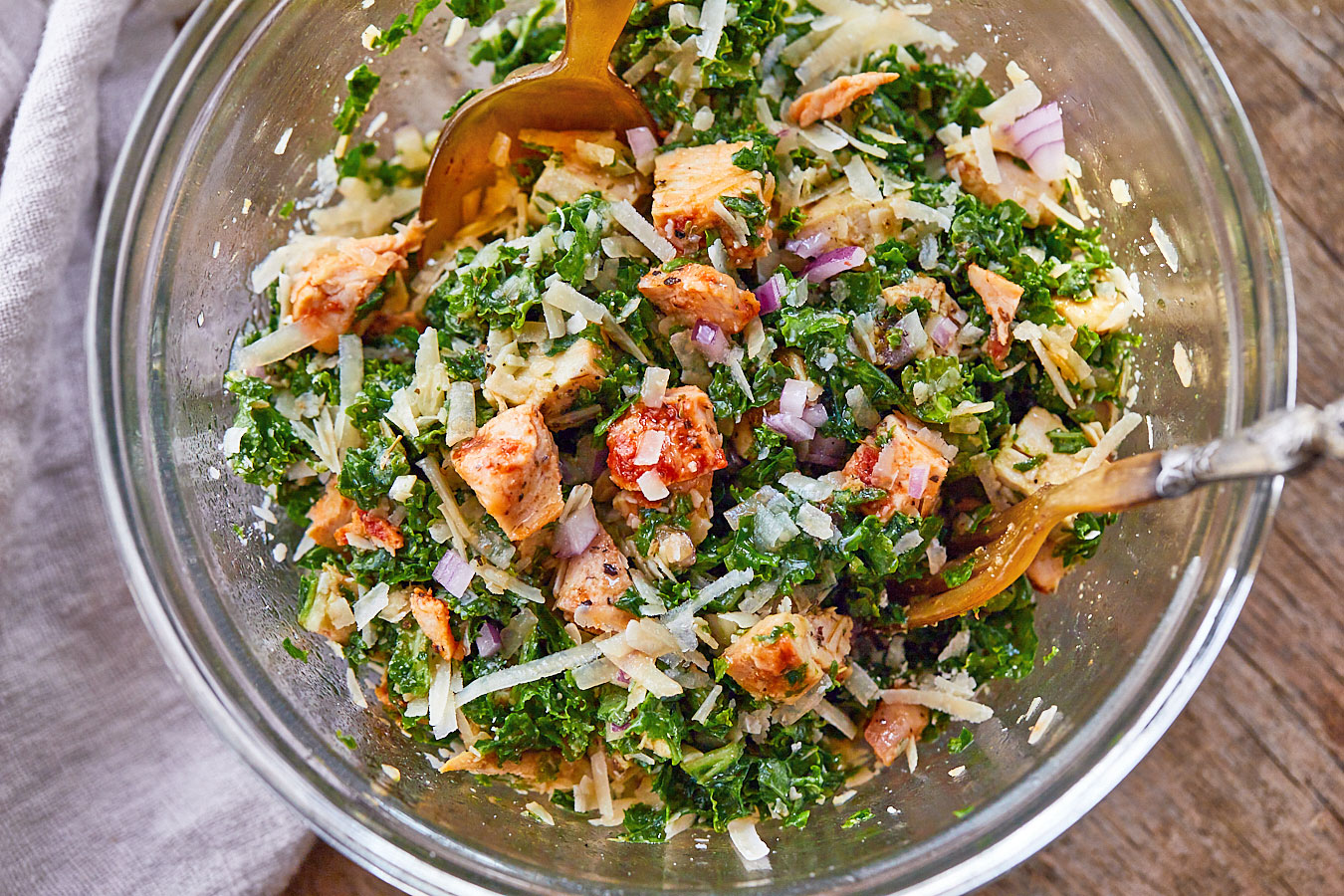 Healthy Roasted Chicken Parmesan Kale Salad