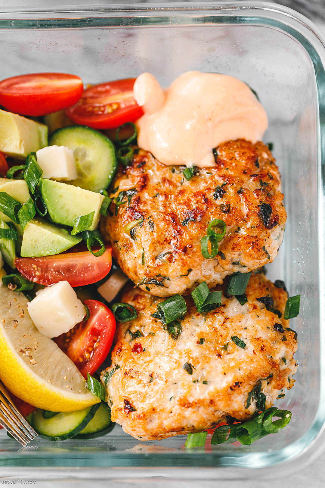 Meal Prep Chicken Patties Recipe with Vegetable Salad