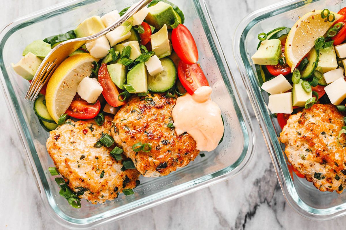 Meal Prep Chicken Patties  & Veggie Salad
