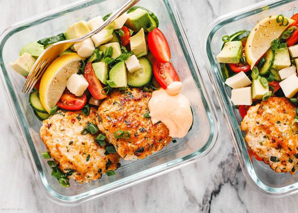 Meal Prep Chicken Patties  & Veggie Salad