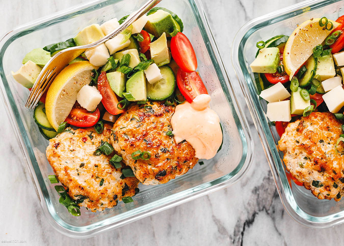 Meal Prep Chicken Patties  & Veggie Salad