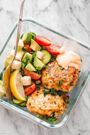 Meal Prep Chicken Patties  & Veggie Salad