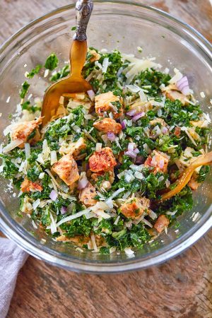Healthy Roasted Chicken Parmesan Kale Salad