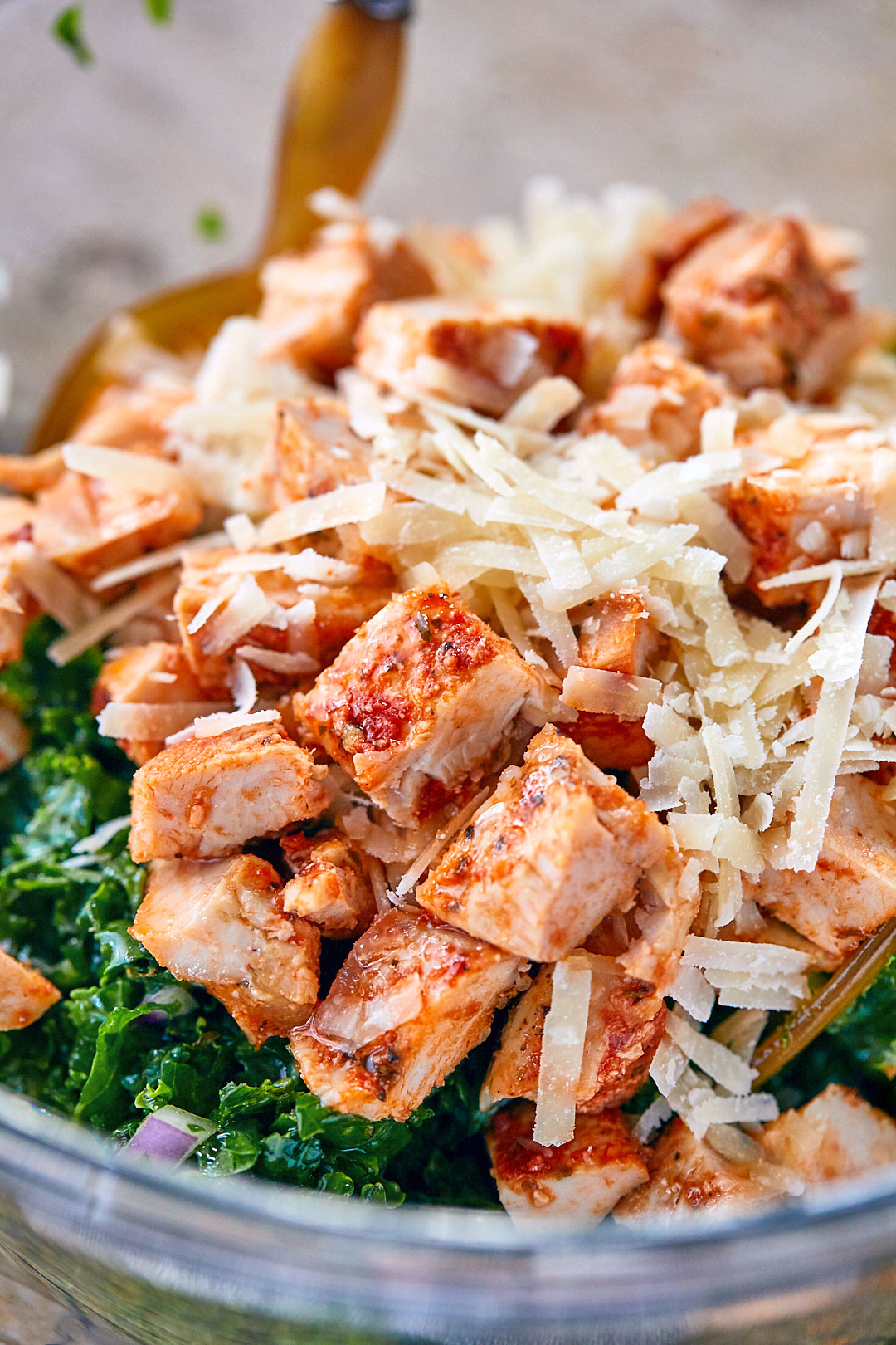 Roasted Chicken Parmesan Kale Salad