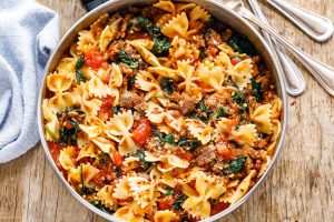Tomato Spinach Sausage Pasta