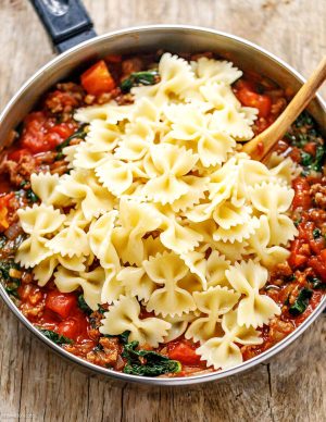 Tomato Spinach Sausage Pasta Recipe
