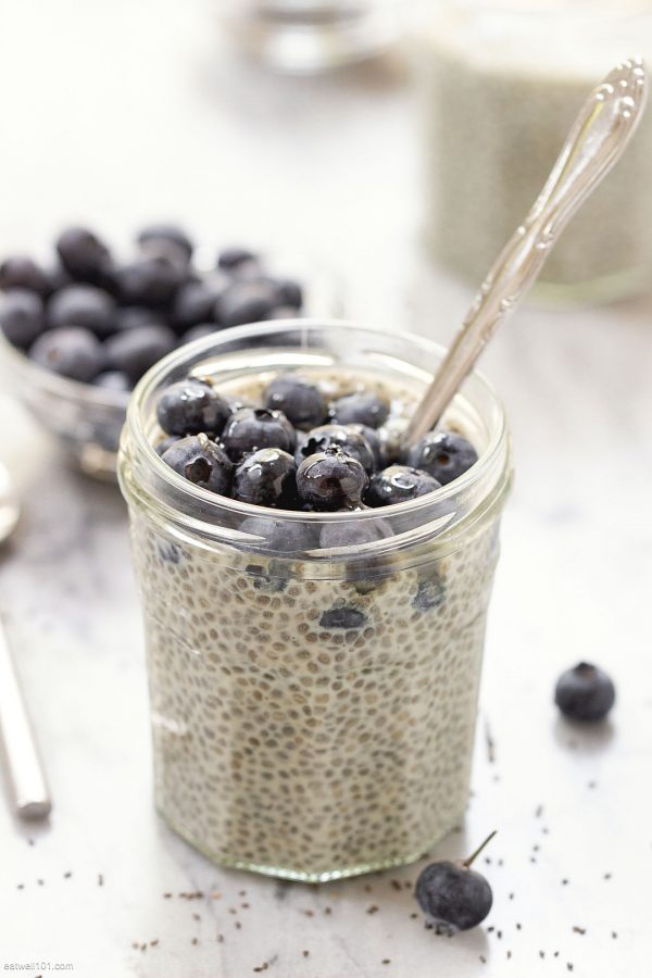 Blueberry Chia Seed Pudding - #recipe by #eatwell101 - https://www.eatwell101.com/almond-blueberry-chia-pudding-recipe