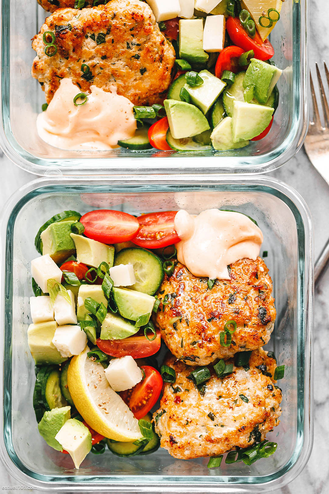 Meal Prep Chicken Patties Recipe with Vegetable Salad