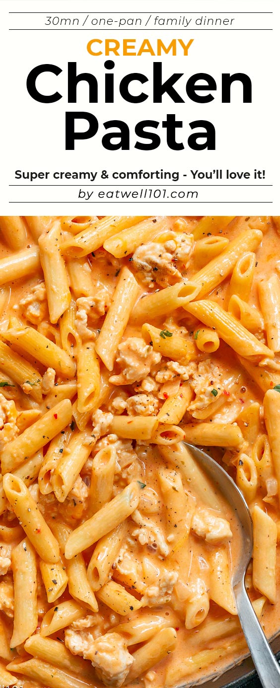 Creamy Chicken Pasta - #chicken #pasta #eatwell101 #recipe - So creamy and so comforting! This chicken and pasta recipe will be on your dinner table all week long! CLICK HERE To Get the Recipe