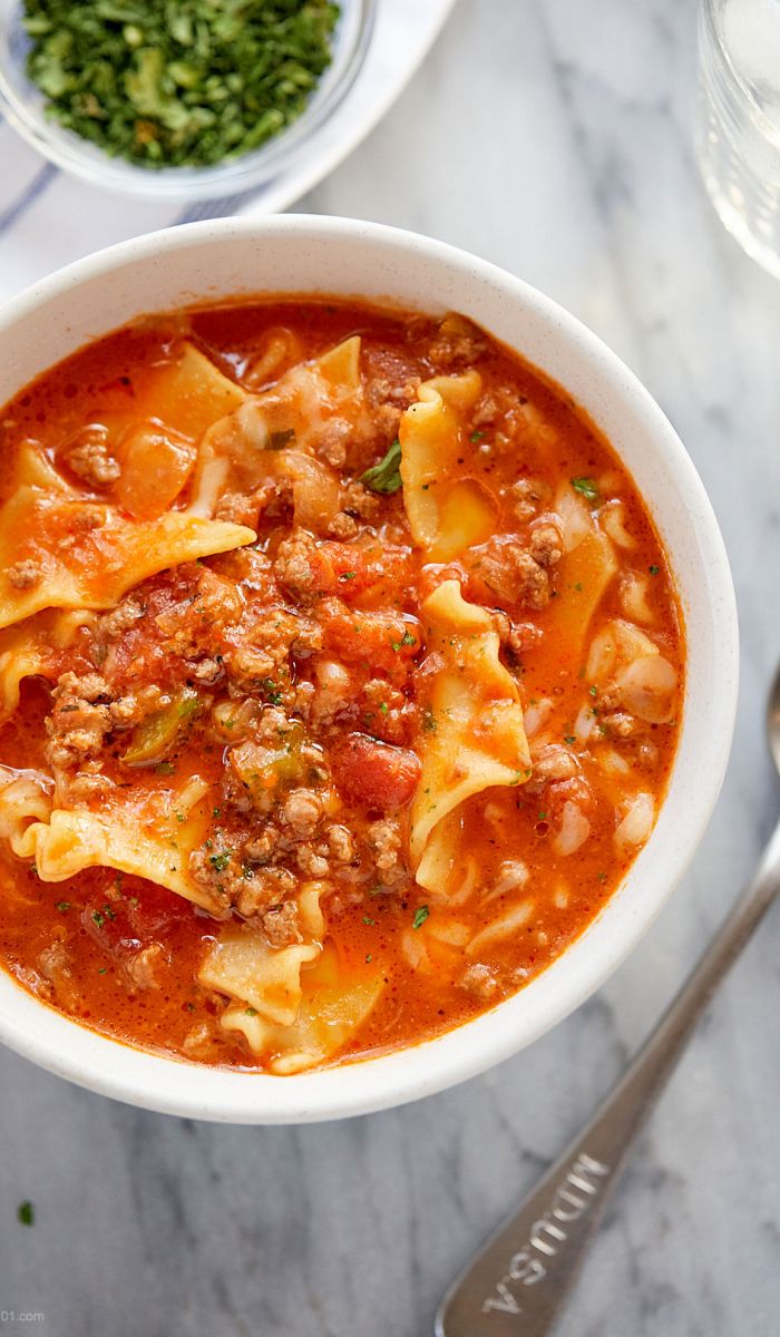 Instant Pot Ground Beef Lasagna Soup