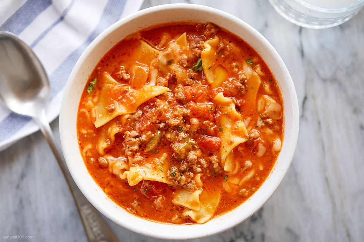 Instant Pot Ground Beef Lasagna Soup
