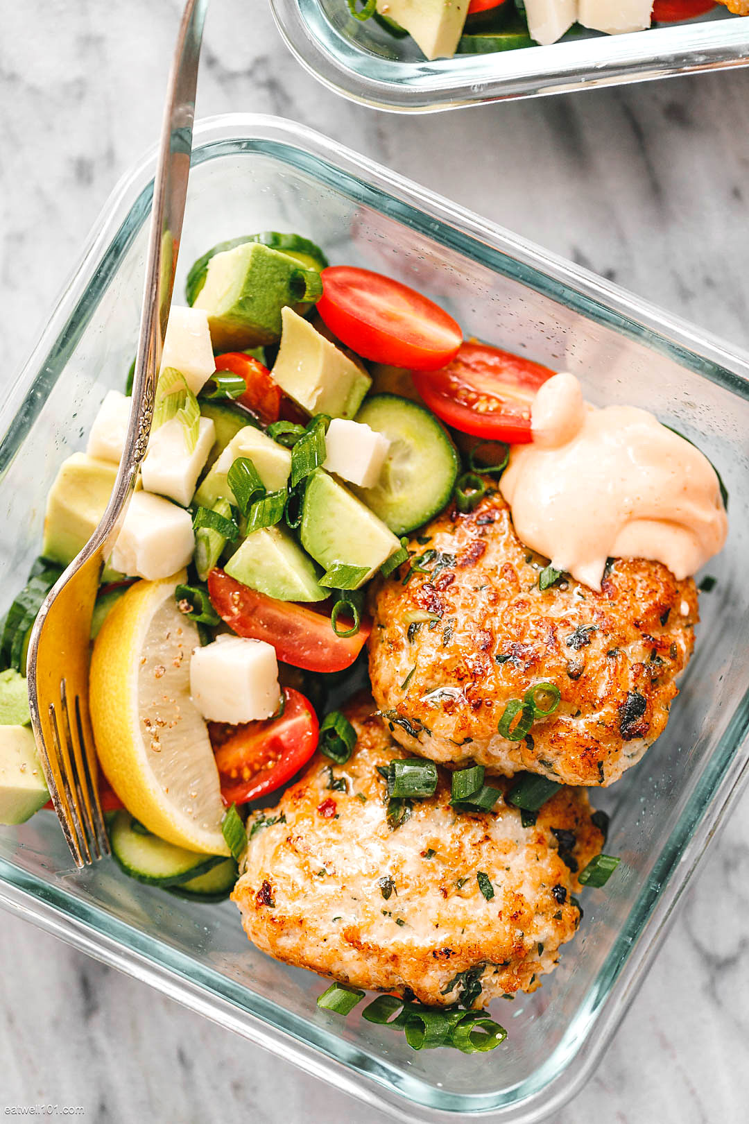 Meal Prep Chicken Patties Recipe with Vegetable Salad - Meal Prep Chicken Recipe — Eatwell101