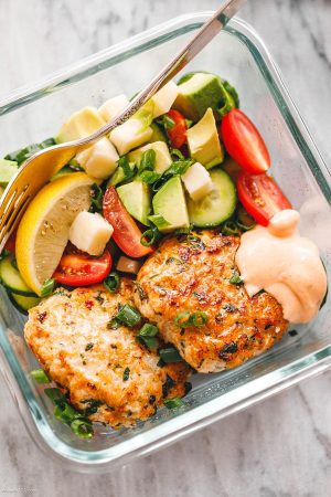 Meal Prep Chicken Patties  & Veggie Salad