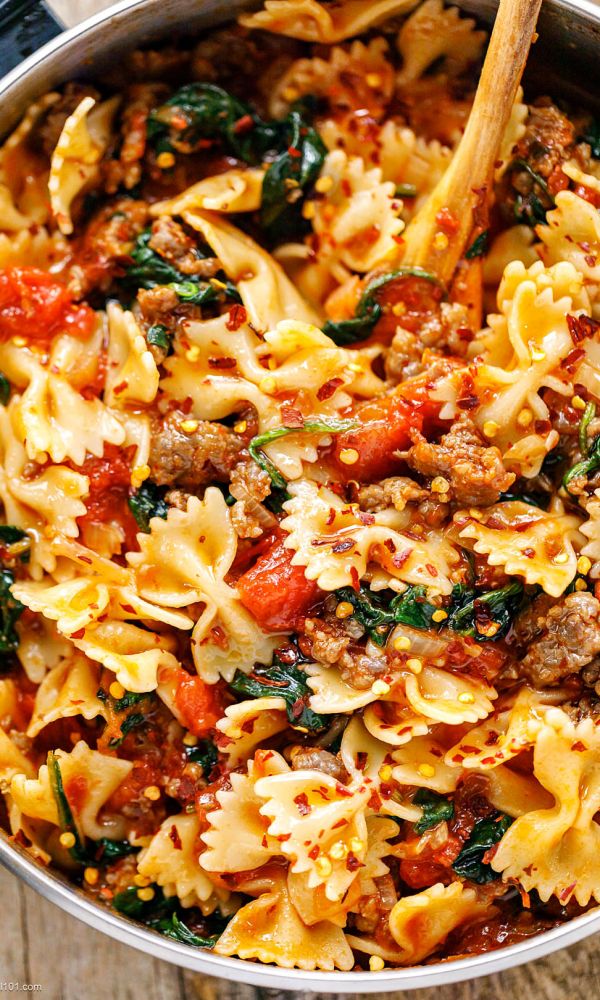Tomato Spinach Sausage Pasta Recipe