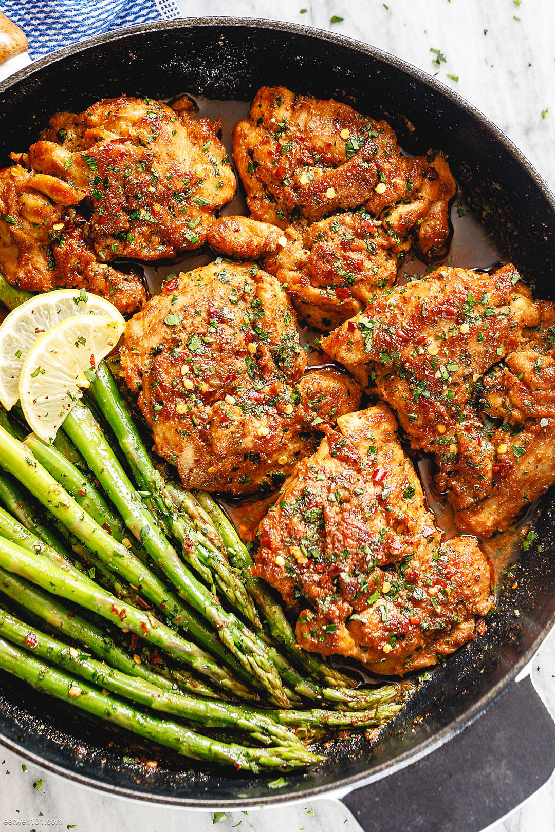 Asado Chicken Thighs and Asparagus Skillet 4