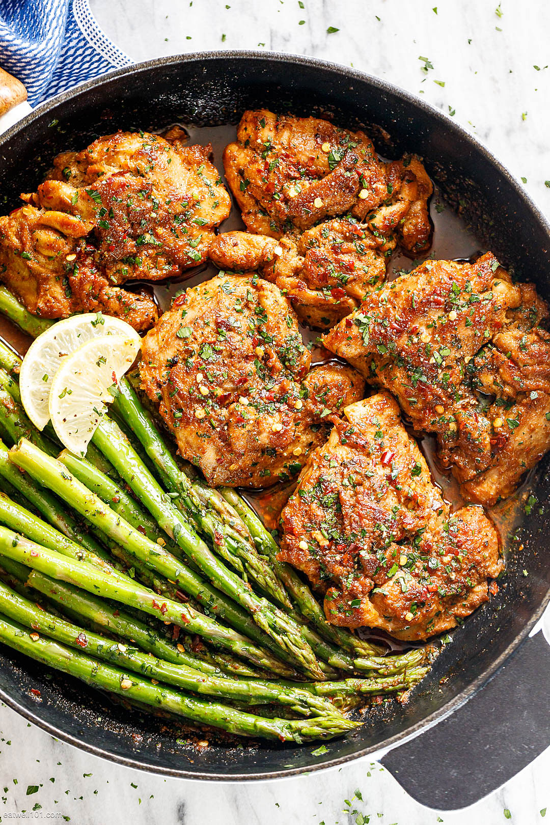 Asado Chicken Thighs and Sauteed Lemon Asparagus Recipe – Best Chicken ...