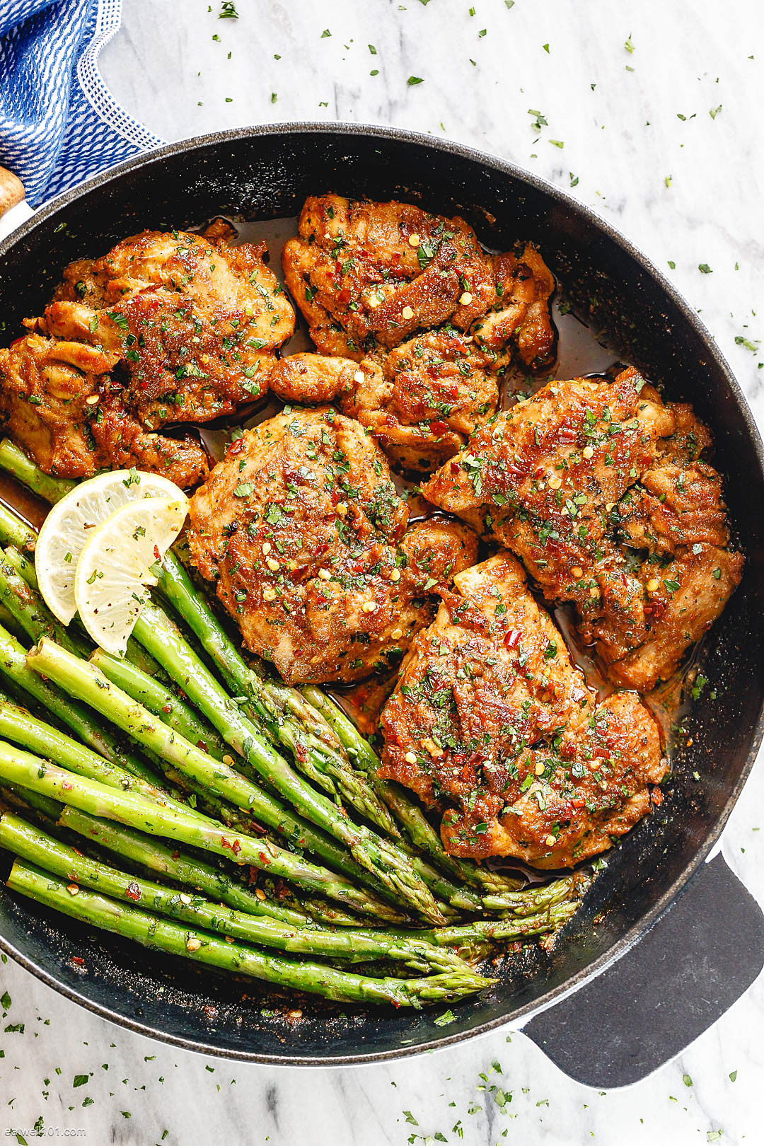 Asado Chicken Thighs and Asparagus Skillet