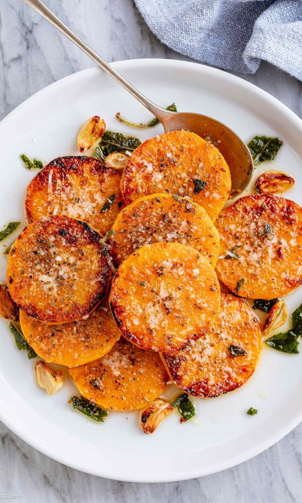 Roasted Butternut Squash with Garlic Butter Parmesan
