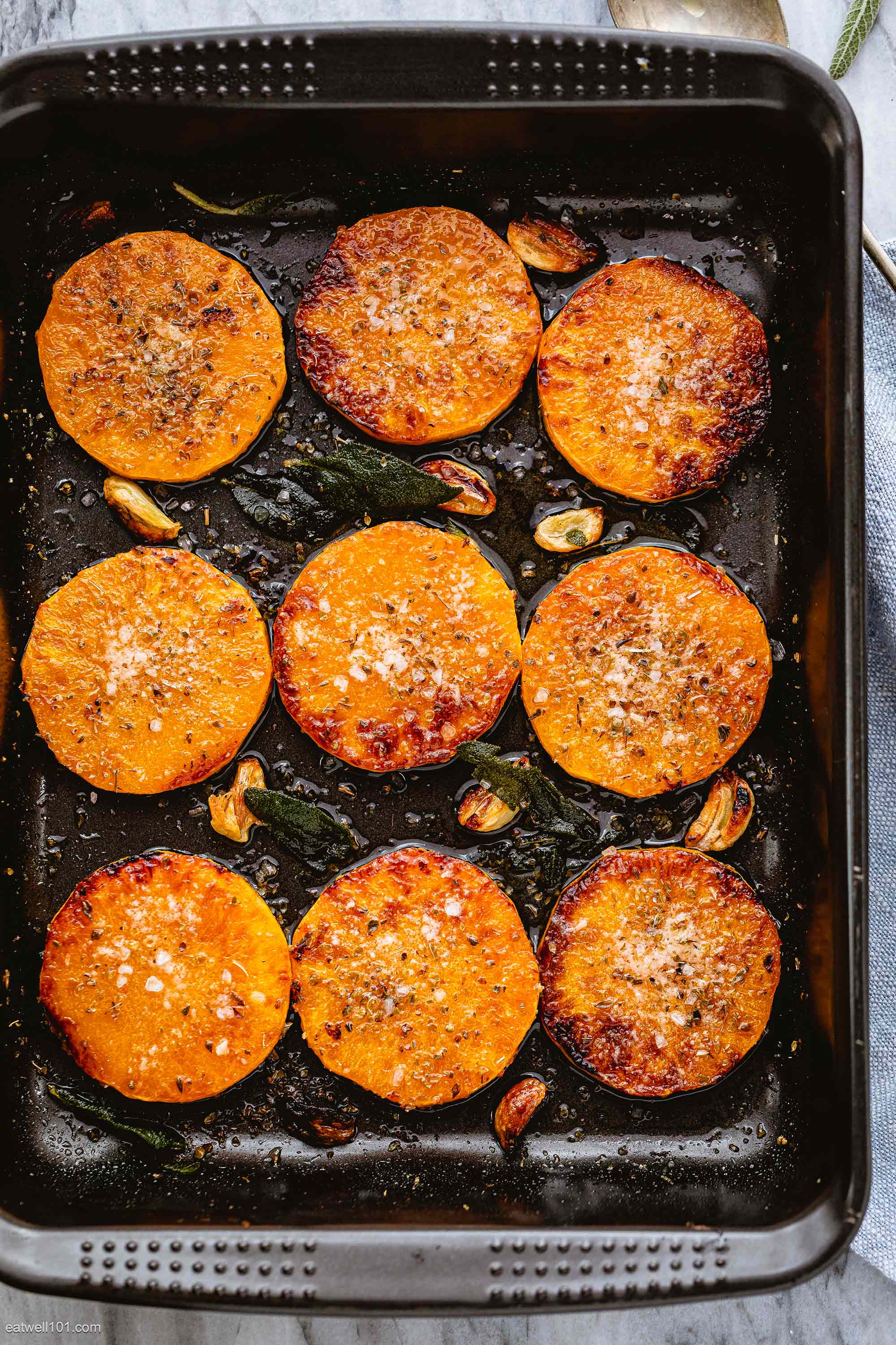 Garlic Butter Parmesan Baked Butternut Squash Recipe – Roasted