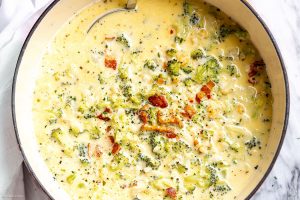 Broccoli Cauliflower Cheese Soup with Bacon 6