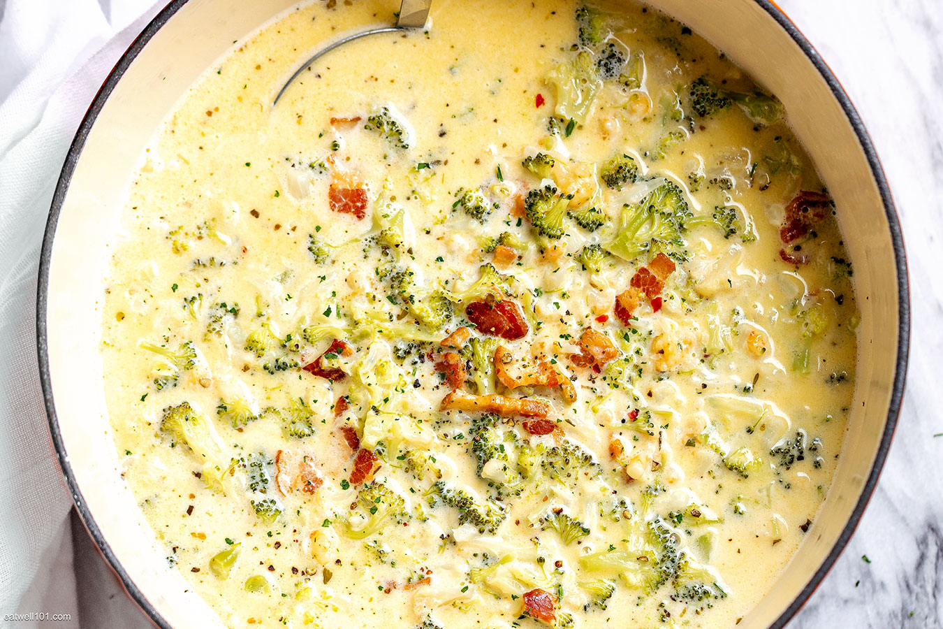 Broccoli Cauliflower Cheese Soup with Bacon