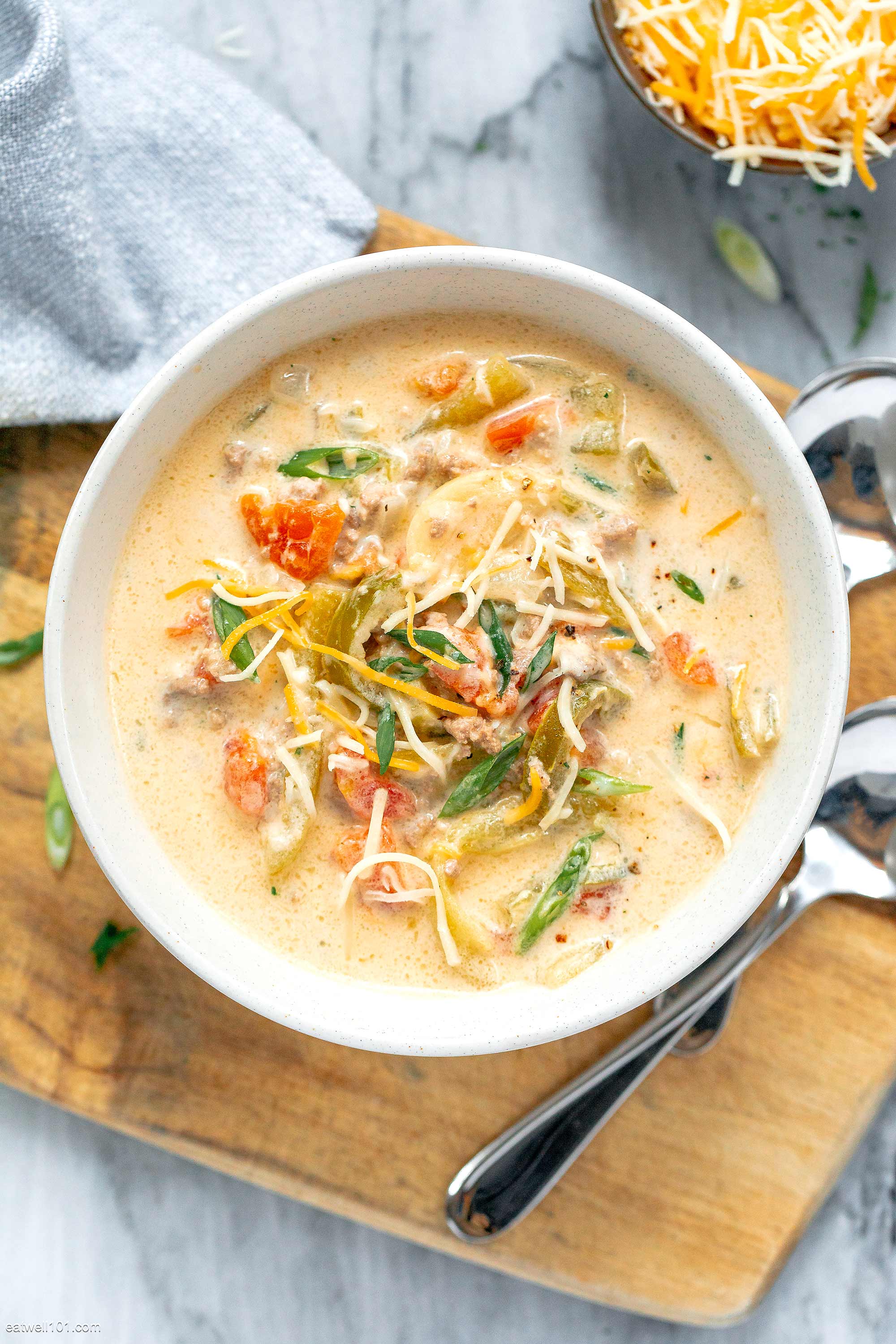 Green Chile Cheeseburger Beef Soup Recipe Beef Soup