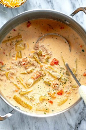 Green Chile Cheeseburger Soup