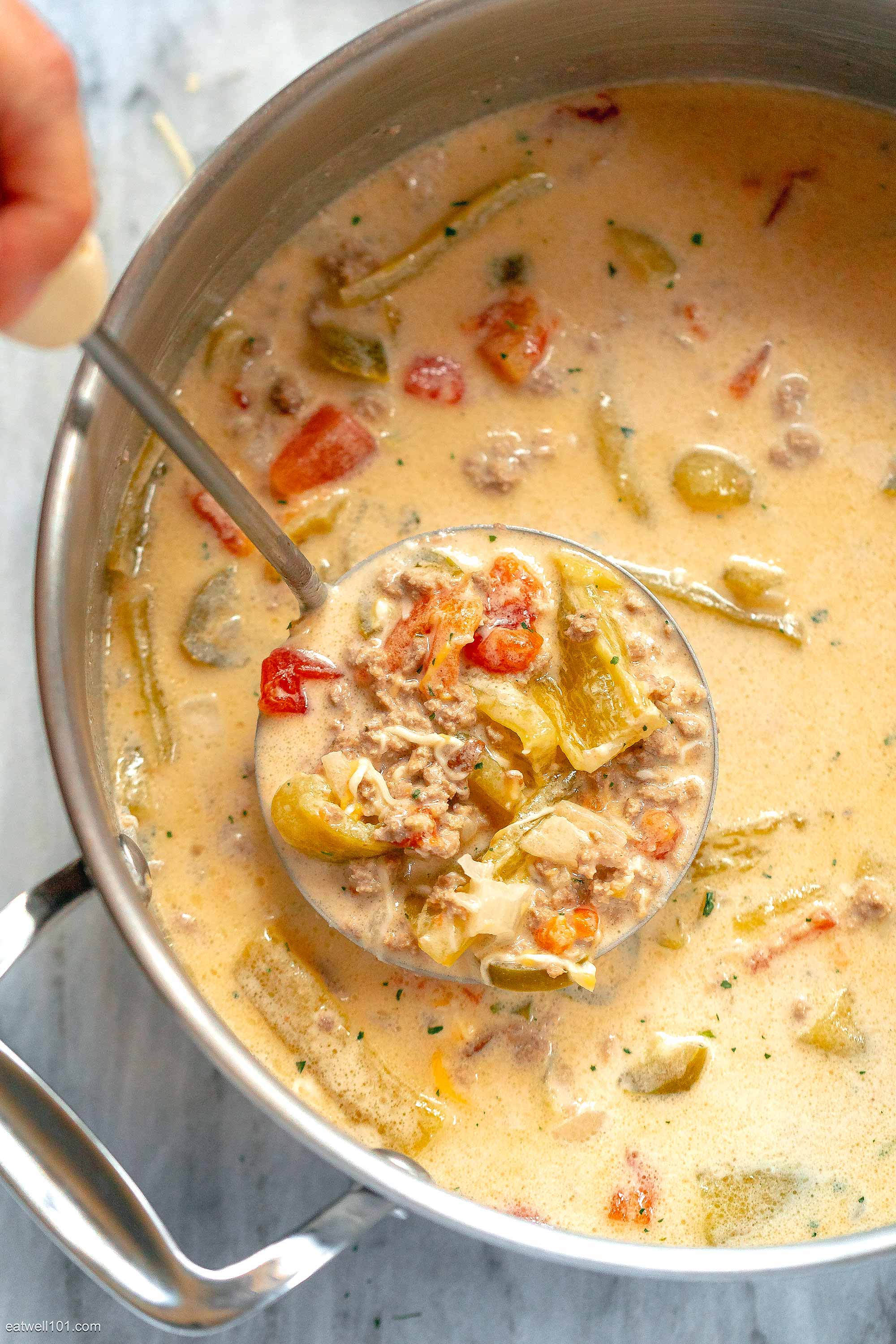 Green Chile Cheeseburger Soup recipe