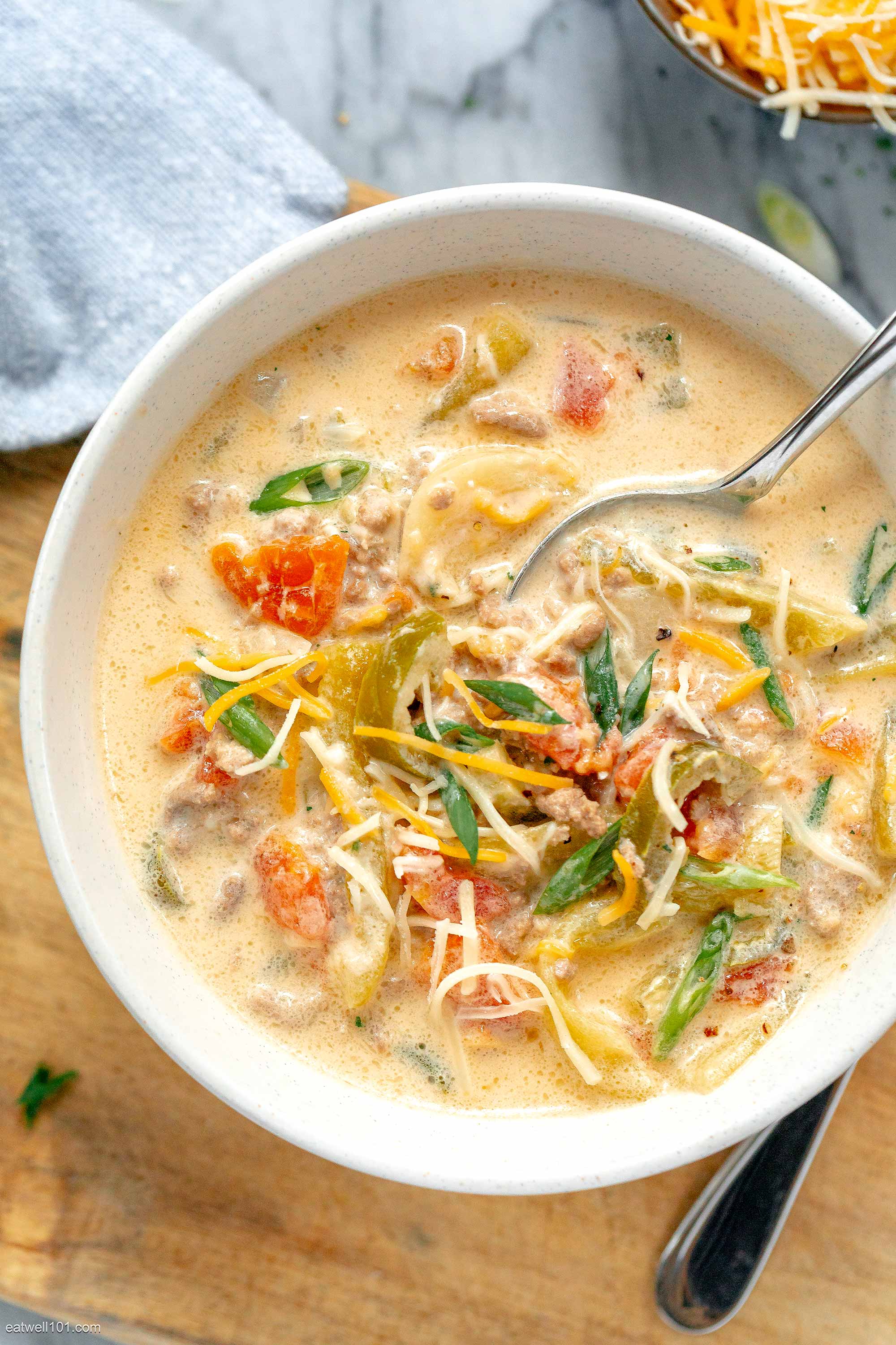 Green Chile Cheeseburger Soup