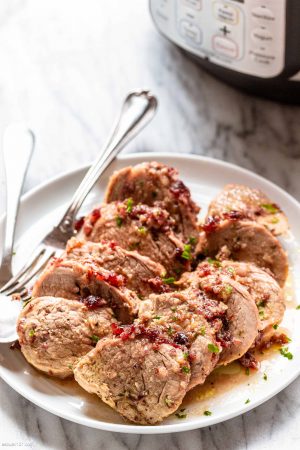 Instant Pot Pork Tenderloin with Cranberry Butter Sauce